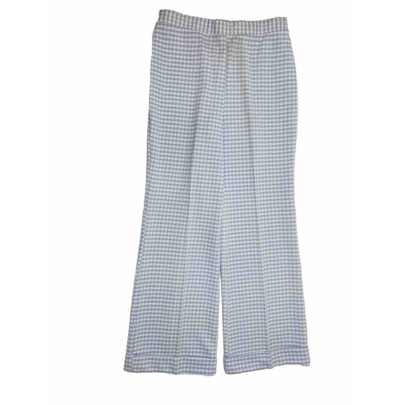 NOS VTG 70s Picnic Plaid Knit High Rise Cuffed Wide Leg Pants